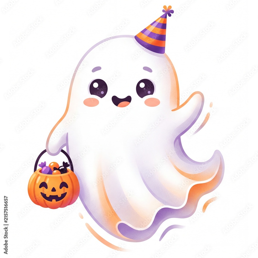 Fototapeta premium Cute Friendly Halloween Ghost Character