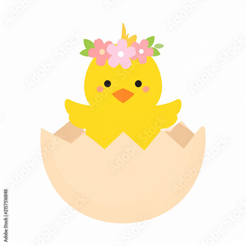 a cartoon chick that has just hatched out of an egg