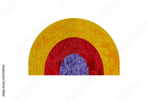 Canvastavla Layered semicircular arch in yellow, red and purple with visible painted pigment texture, isolated on a transparent background