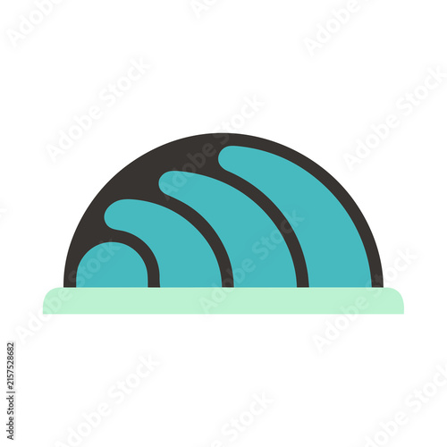 Fotografía Abstract semicircular shape with blue waves