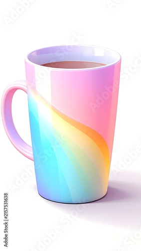 Pastel Gradient Ceramic Coffee Mug Isolated on White Background.