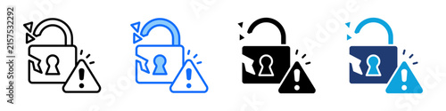 Security Breach Icon Set Multi Style Vector Illustration