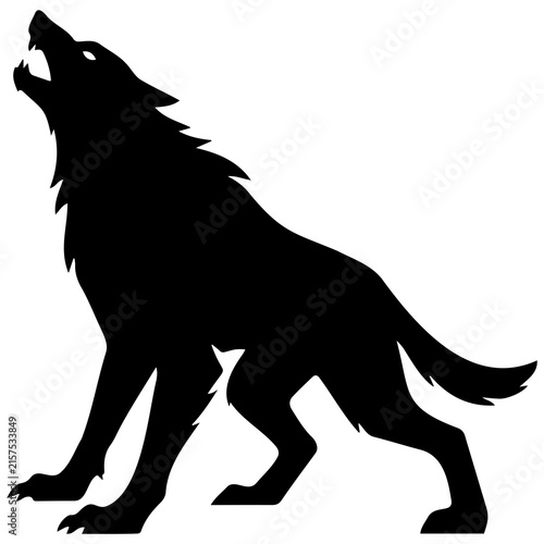 Foto Howling werewolf silhouette black vector isolated on white for horror themed graphic arts