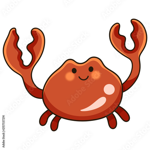 Cute crab cartoon hand drawn minimal red crustacean graphic for children book pattern decor
