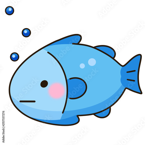 Cute blue fish cartoon hand drawn minimal ocean marine animal graphic for children book pattern decor