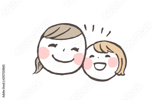 親子でほっぺを寄せ合って笑顔のイラスト