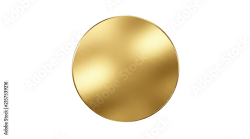 Shiny gold circle icon with a metallic texture and glowing effect isolated on transparent background