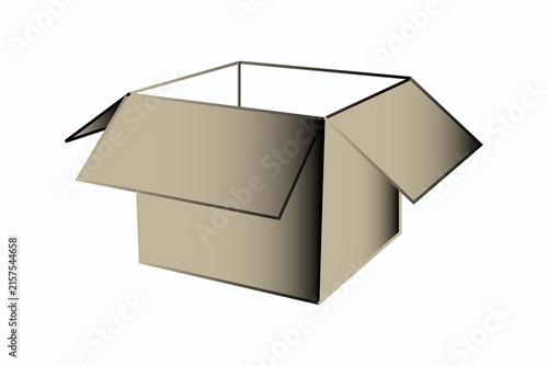 Open cardboard box illustration vector isolated on white background