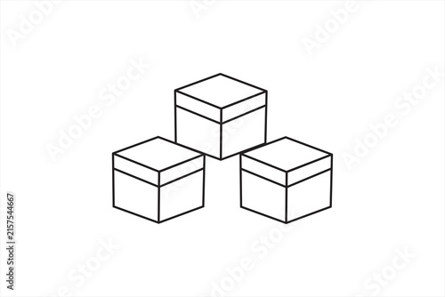 Three simple cubes stacked in isometric view isolated on white background