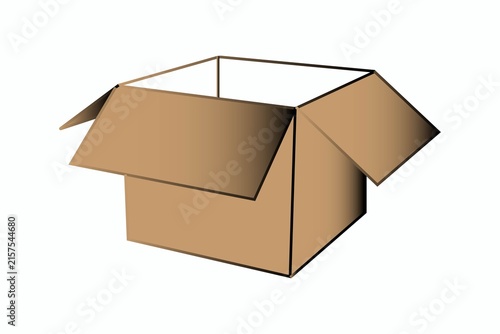 Open cardboard shipping box illustration isolated on white background