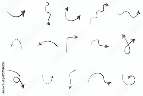 Simple abstract arrow line icons set isolated on white background