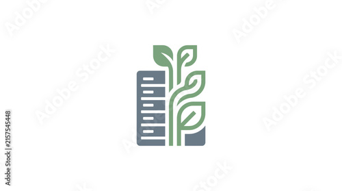 Eco Friendly Urban Growth Logo with Green Foliage and Modern Building Silhouette for Sustainable Architecture and Business