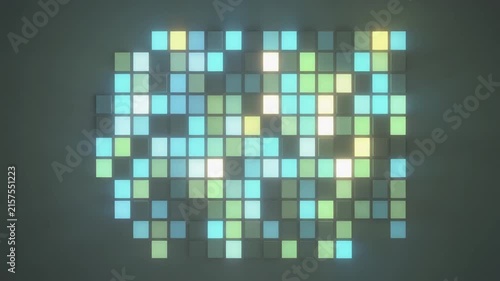 Abstract Digital Grid with Glowing Square Pixels Animation