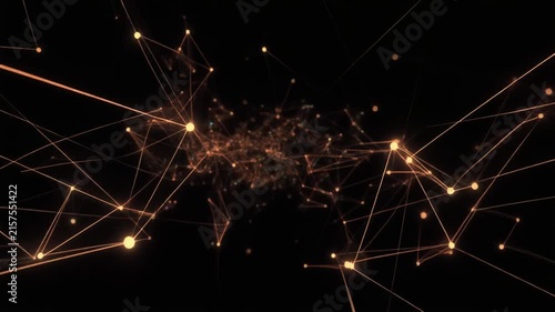 Abstract Digital Network Connection with Glowing Particles