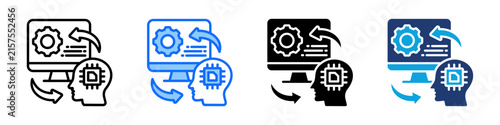 Human Computer Interaction Icon Set Multi Style Vector Illustration
