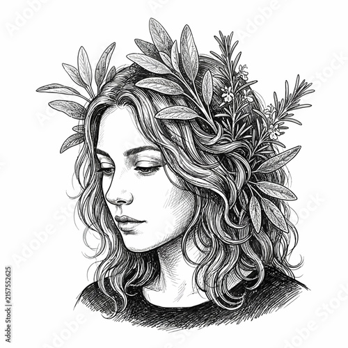 Woman with Herbal Wreath