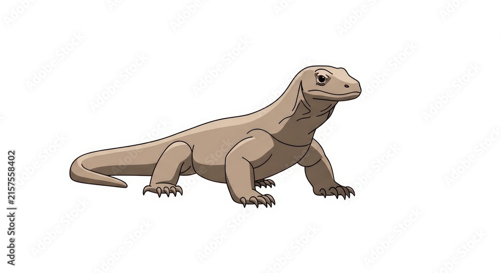 Fototapeta premium Brown lizard standing on white background.