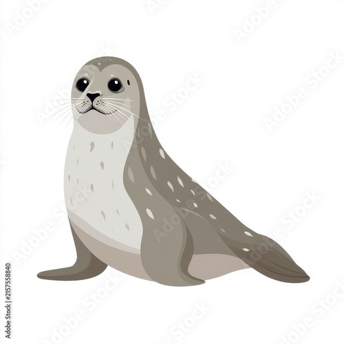 Cute Spotted Grey Seal Illustration Isolated On White Background