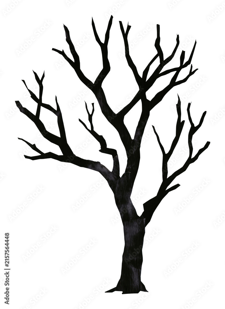 Fototapeta premium Silhouette of a leafless tree in PNG format with a transparent background.