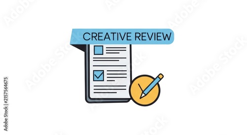 Creative review checklist concept icon design.