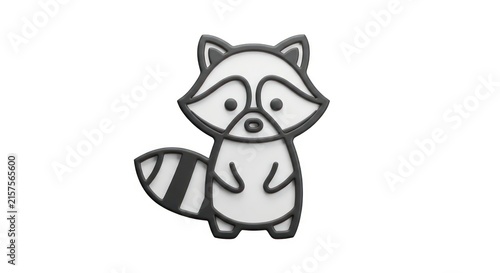 Cute cartoon raccoon standing alone.