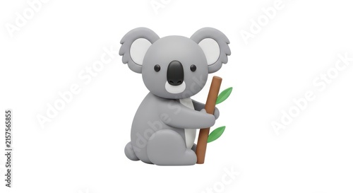 Cute koala bear sitting on branch.