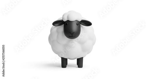 Cute Sheep Standing Alone Outdoors.