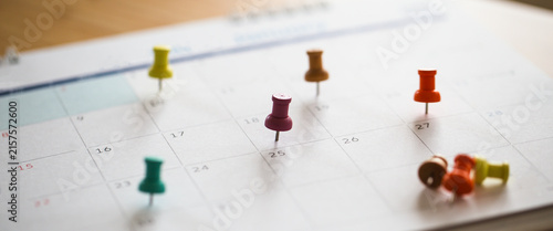 Obraz w ramie Business organization and project deadline marker on calendar.