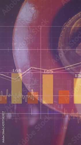 Animation of financial data processing over light bulb