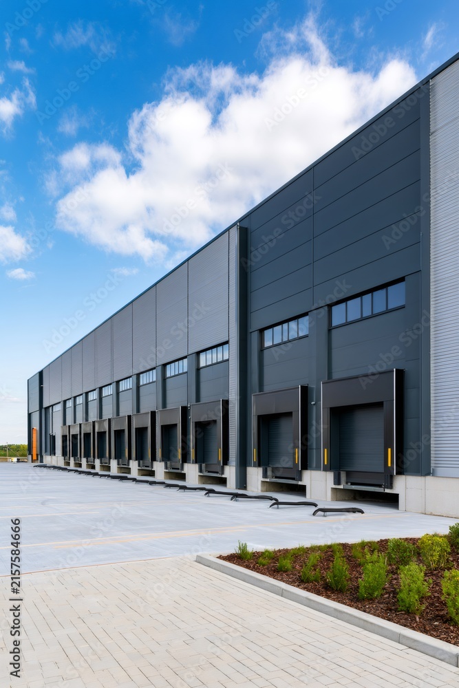 Fototapeta premium Modern distribution center building with loading docks