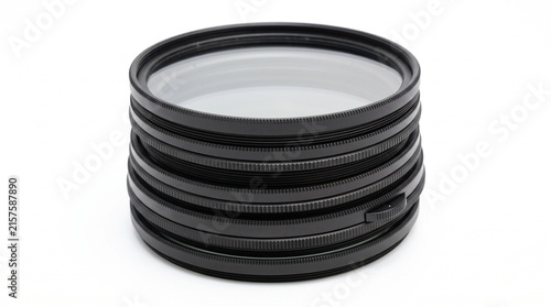 camera lens filters circular glass filters stack filters camera accessories lens attachment optical glass uv filter cpl filter polarizing filter nd filter on transparent background