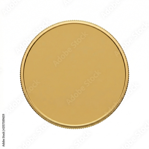 Blank gold coin with textured edge for customization or design  