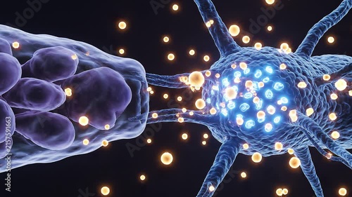 3D Illustration of Synaptic Transmission and Neuron Communication