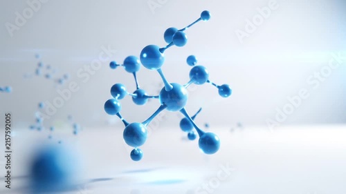 Abstract 3D Blue Molecular Structure Visualization for Scientific Research and Chemical Studies