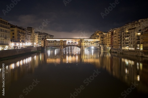 Panorama of Florence Italy bridge at Night