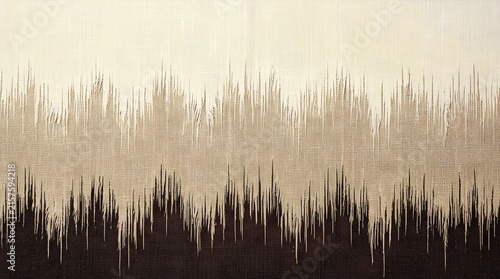 Abstract Ikat Pattern Textured Canvas Background with Brown and Beige Gradient Drip Waves