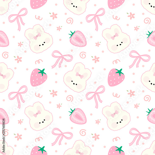 seamless pattern with rabbit and flowers