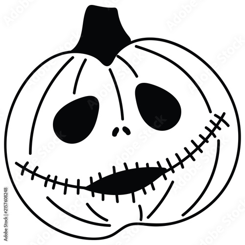 Canvas Print Halloween stitched mouth pumpkin clipart creepy horror face illustration black a