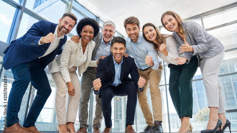 Fototapeta premium Successful Diverse Business Team in Modern Office, Collaboration, Leadership and Professional Success Concept