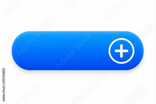 Rounded blue button with plus icon on white background