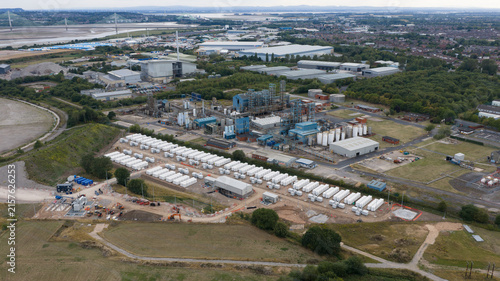 Aerial view of LANXESS Chemical Facility and Battery Energy Storage in UK