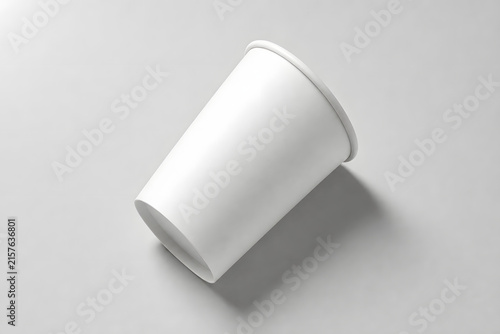 Blank White Paper Cup Mockup on Minimal Gray Background