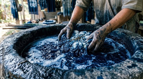 Traditional Hand-Dyeing Process Using Natural Indigo in Japan