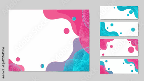 Abstract Liquid Shape Web Banners Set Vector