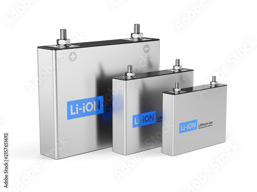 3 lithium ion battery isolated on white