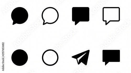 Black Message and Dialogue Chat Bubble Symbols Isolated on White