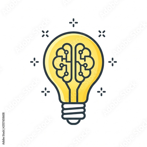 Smart Idea Light Bulb Technology Icon – Creative Innovation and Business Concept