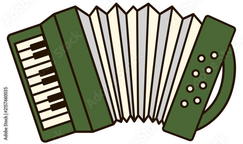 Traditional Green Accordion Musical Instrument