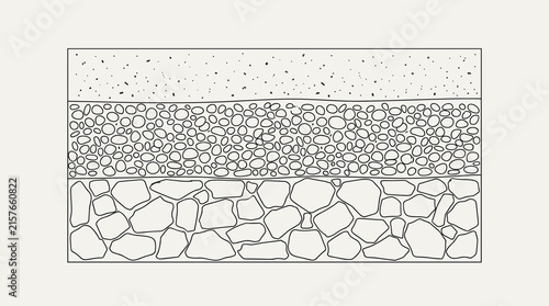 Stone wall cross section diagram.