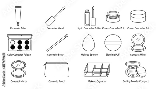 Фотография Concealer Tube and Beauty Tools Set with Various Applicators and Containers